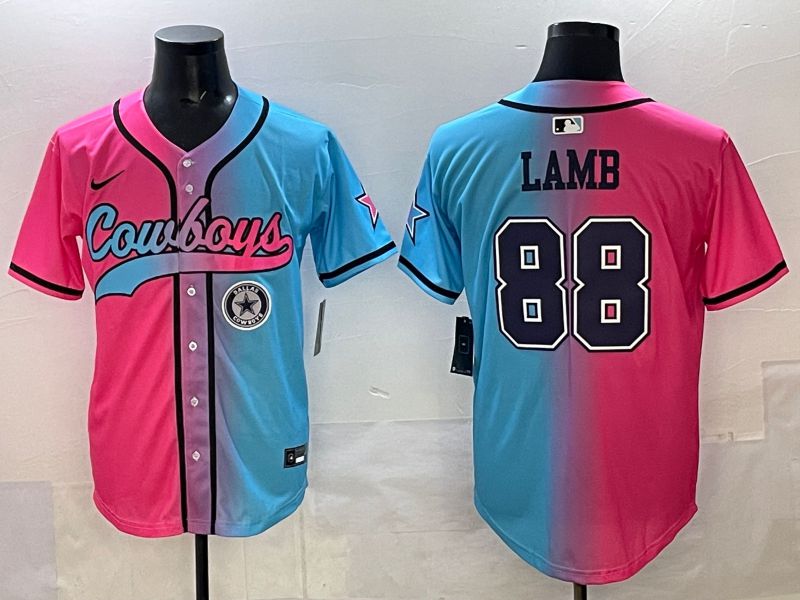 Men 2025 Dallas Cowboys #88 Lamb Blue pink Nike Limited NFL Jersey style 008